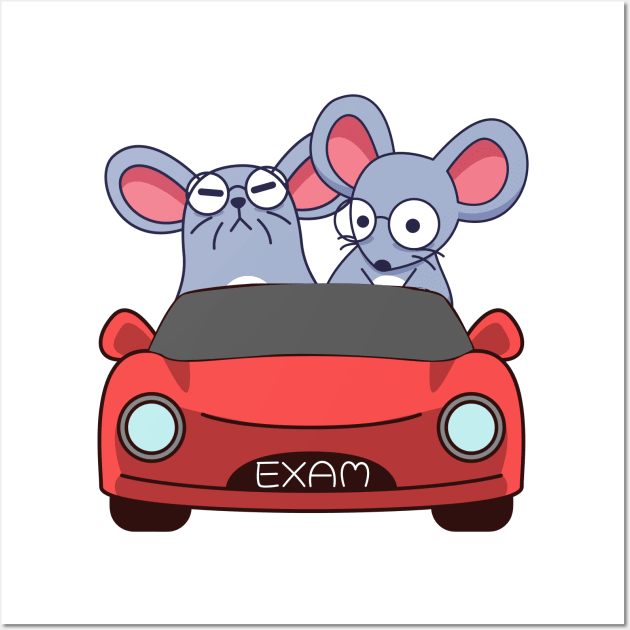 Mouse taking the driving license exam Wall Art by alcoshirts